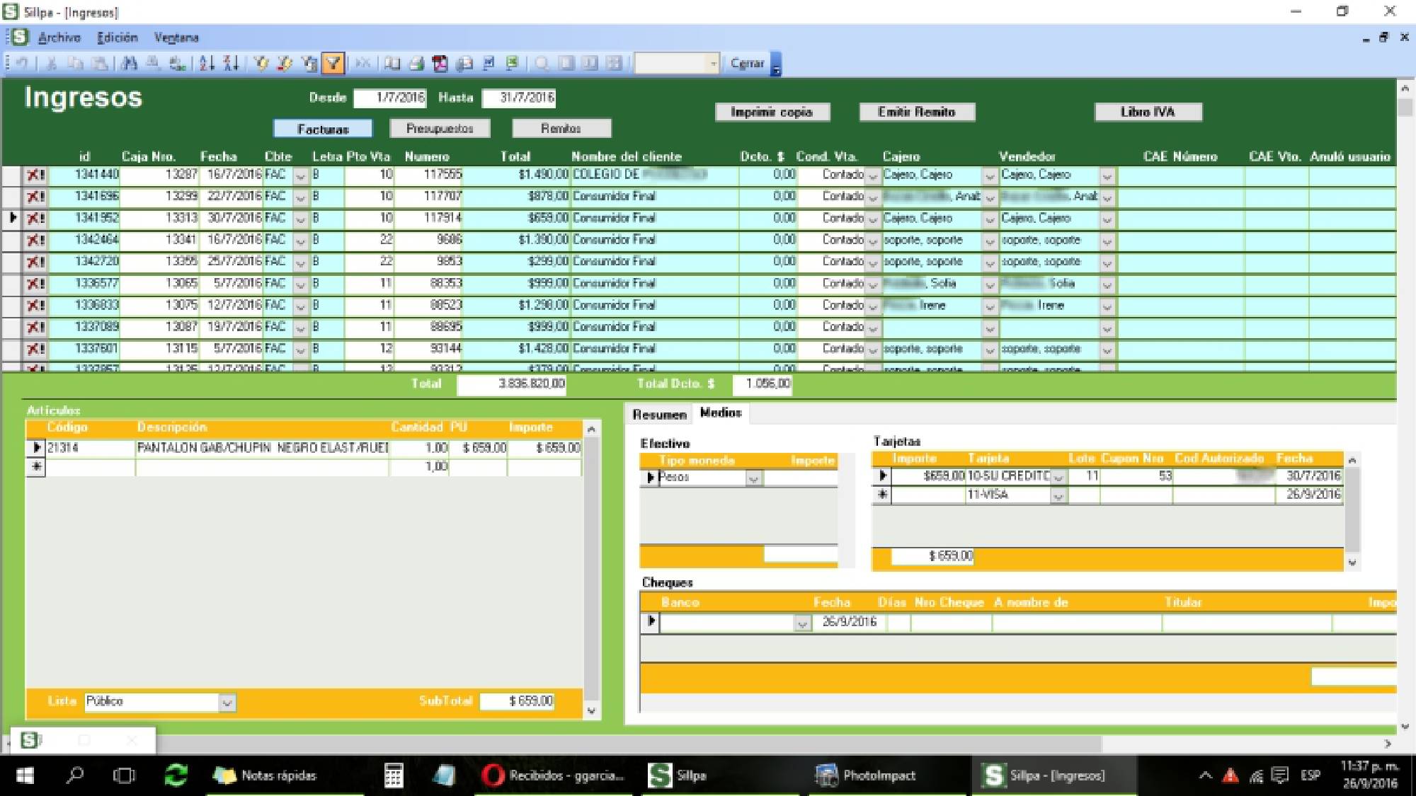 Gestión de ingresos